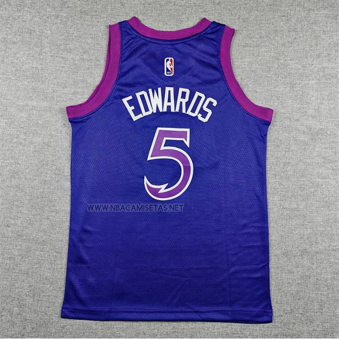 Camiseta Nino Minnesota Timberwolves Anthony Edwards NO 5 Ciudad 2025-26 Negro